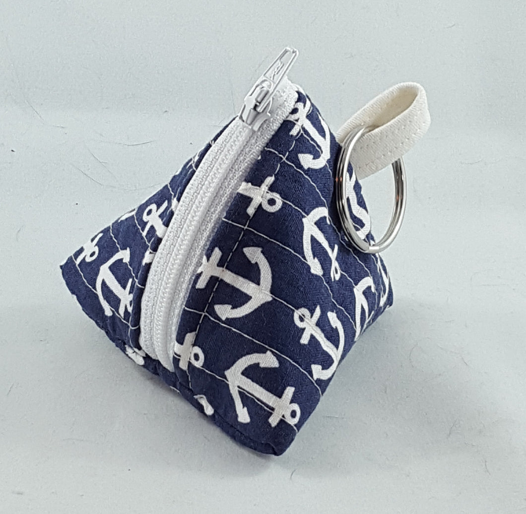 Blue Anchors - Triangle Coin Pouch