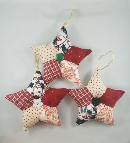 Red Patchwork Star - Christmas Tree Decorations