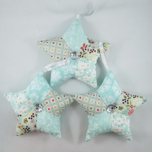 Ice Blue Patchwork Star - Christmas Tree Decorations