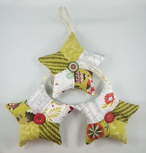 Green Patch Work Star - Christmas Tree Decorations