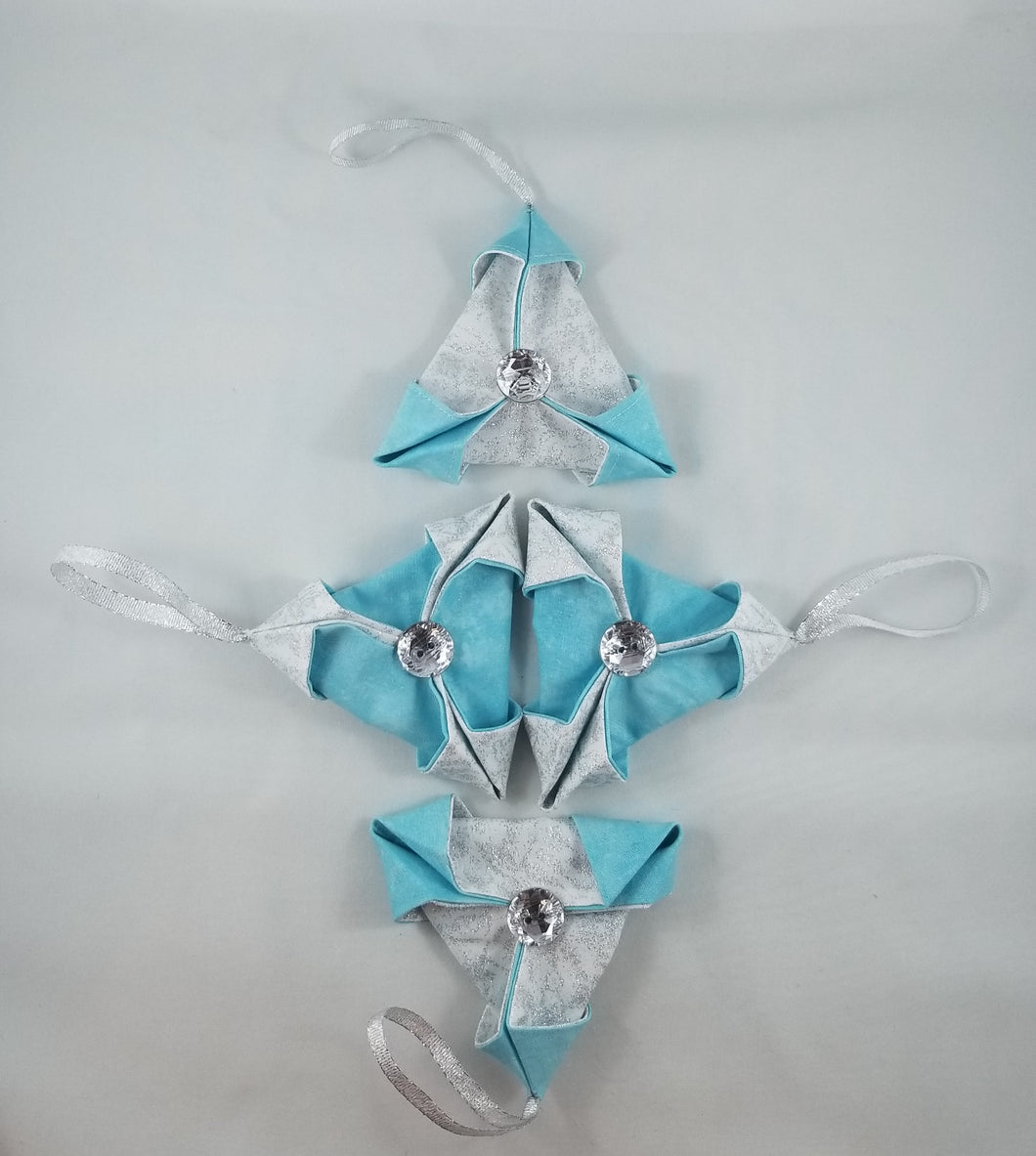 Ice Blue with crystal centre - Christmas Tree Decorations