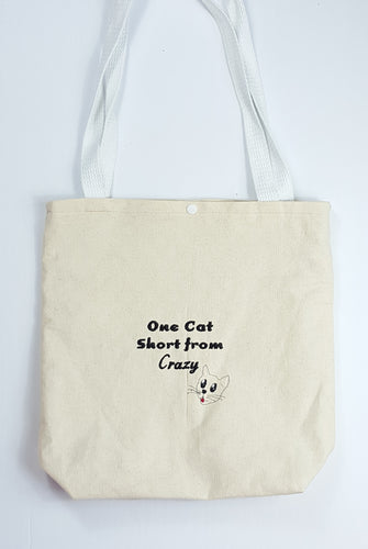 One cat short from Crazy - Canvas Tote