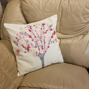 Original Art Spring Tree Canvas Cushion Cover