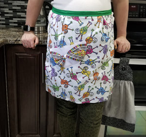 Funky Coloured Cats - Half Apron