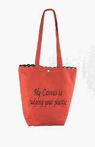 My canvas is judging your plastic  - Canvas Tote