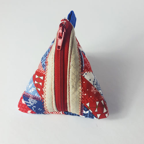 Half squares in Blue and Red Triangle Coin Pouch