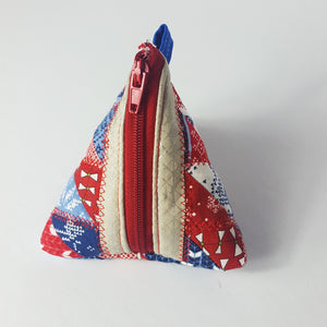Half squares in Blue and Red Triangle Coin Pouch